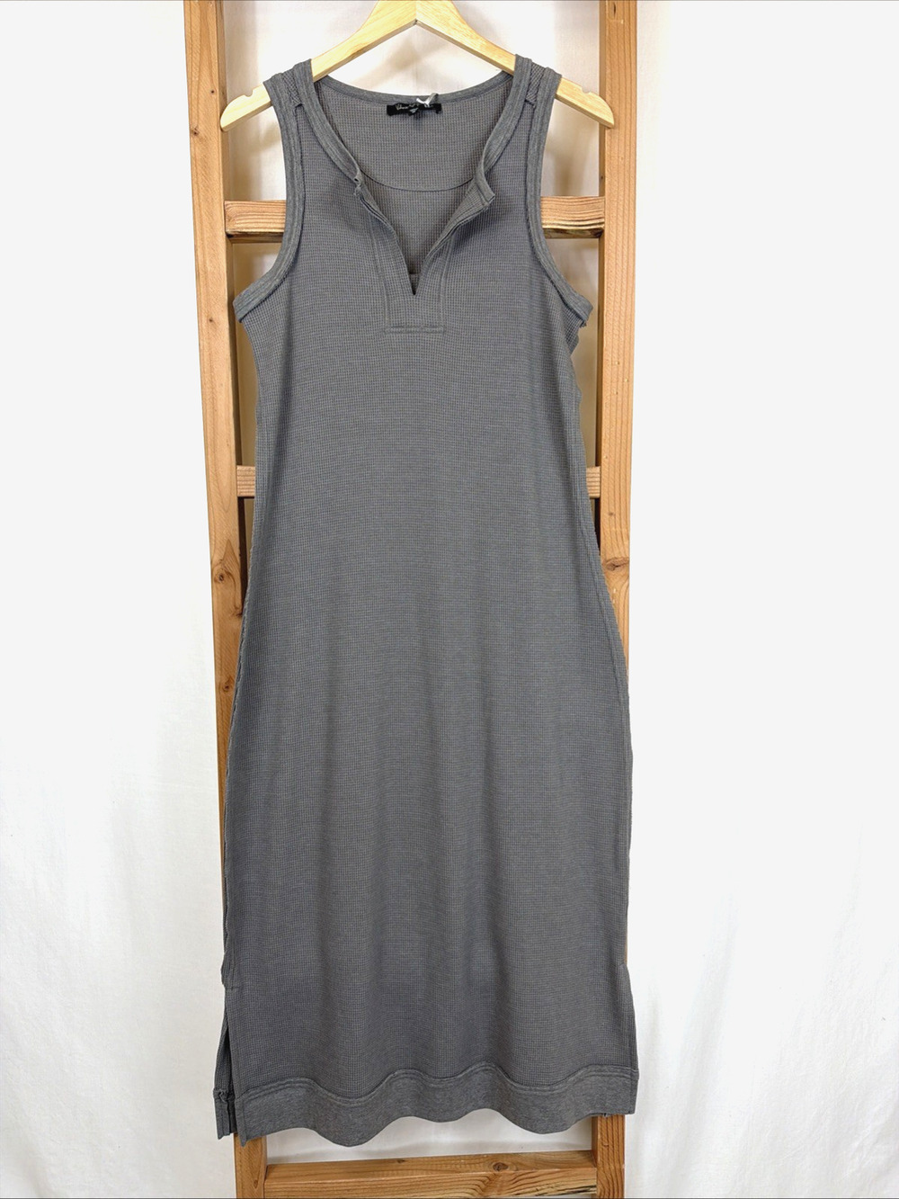 NWT Velvet Heart Gray VNotch Neck Thermal Weave Maxi Tank Dress #1426 Size MED